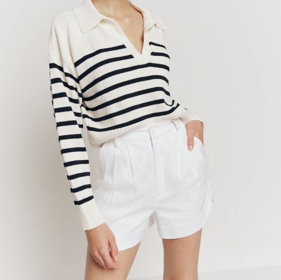Reformation Beaux Linen Shorts in White size 4 NWT - Picture 1 of 10